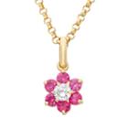 Junior Jewels Cubic Zirconia 14k Gold Flower Pendant Necklace, Girl's, Size: 13, Red