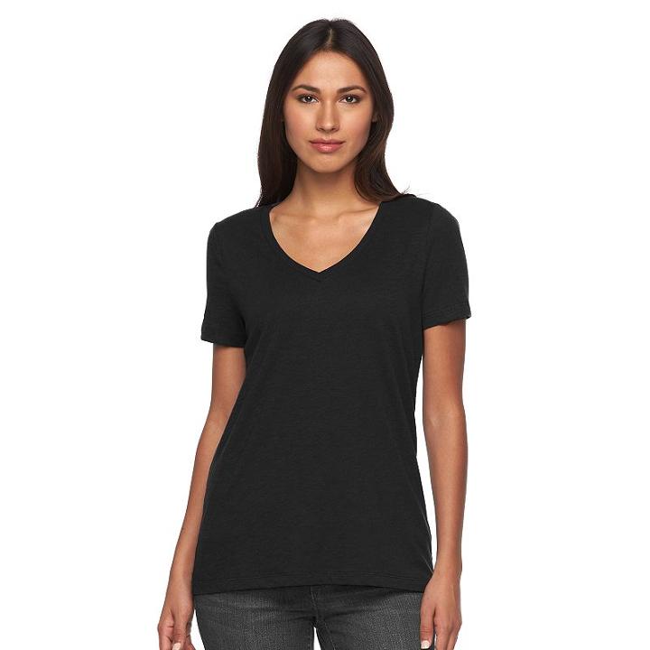 Women's Sonoma Goods For Life&trade; Slubbed V-neck Tee, Size: Xs, Black