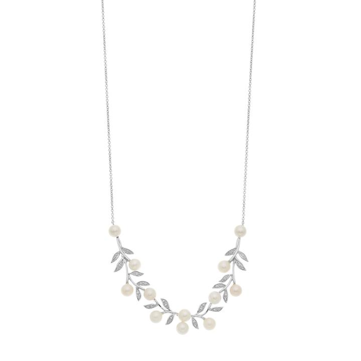 Simply Vera Vera Wang Sterling Silver Freshwater Cultured Pearl & Diamond Accent Branch Necklace, Women's, Size: 17, White