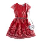 Girls 4-6x Knitworks Lace Skater Dress & Heart Purse Set, Size: 6, Brt Red