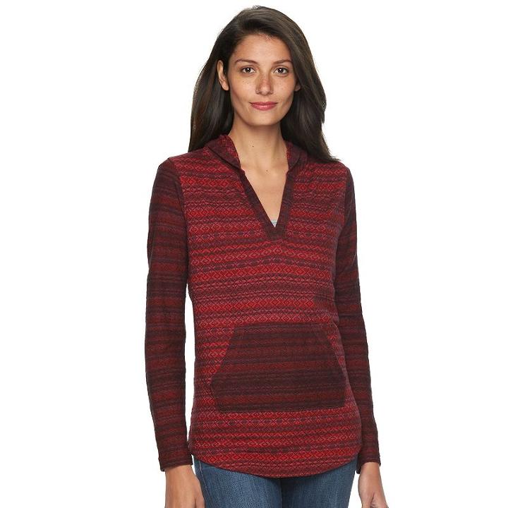 Women's Woolrich Mile Run Ii Southwestern Hoodie, Size: Medium, Dark Red