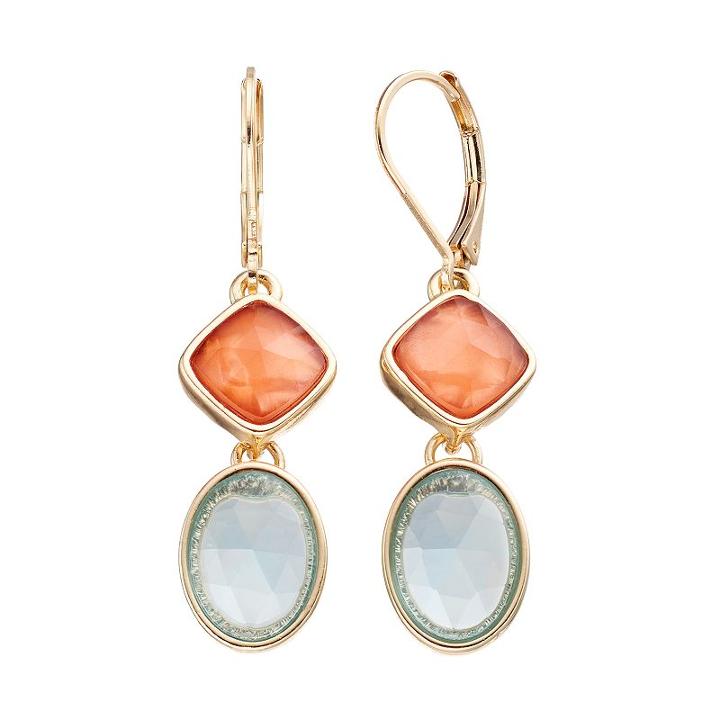 Napier Geometric Stone Nickel Free Drop Earrings, Women's, Multicolor