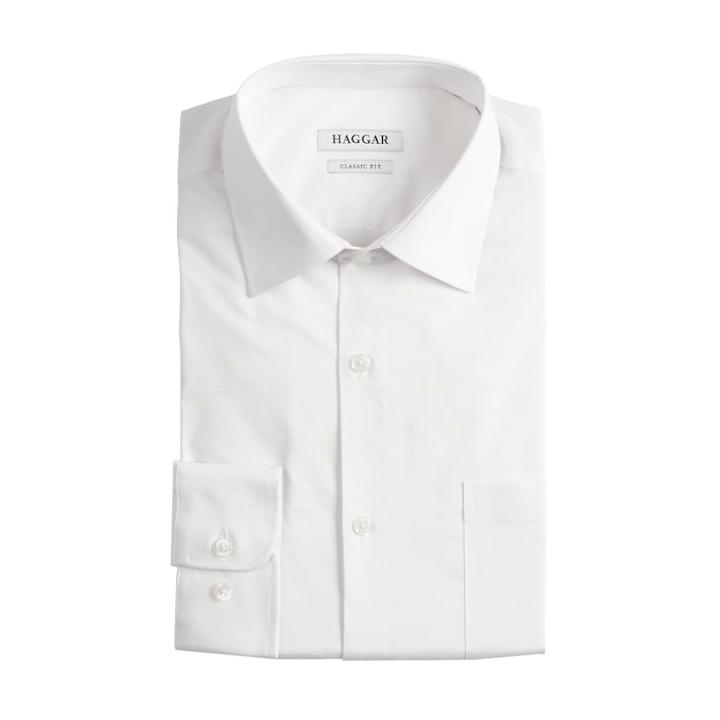 Men's Haggar Premium Comfort Slim-fit Stretch Dress Shirt, Size: 15.5-32/33, White