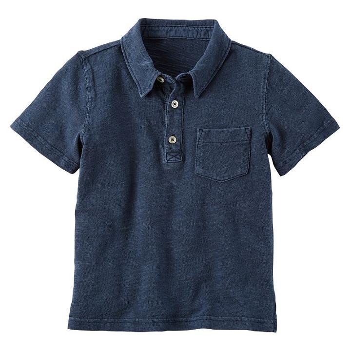 Boys 4-8 Carter's Slubbed Polo, Size: 6, Blue