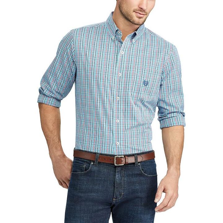 Men's Chaps Classic-fit Stretch Poplin Button-down Shirt, Size: Xl, Blue