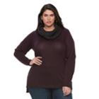 Plus Size Apt. 9&reg; Lurex Crewneck Infinity Scarf Tunic Sweater, Women's, Size: 0x, Drk Yellow