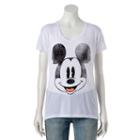 Disney' Juniors' Mickey Mouse High-low Graphic Tee, Girl's, Size: Small, White
