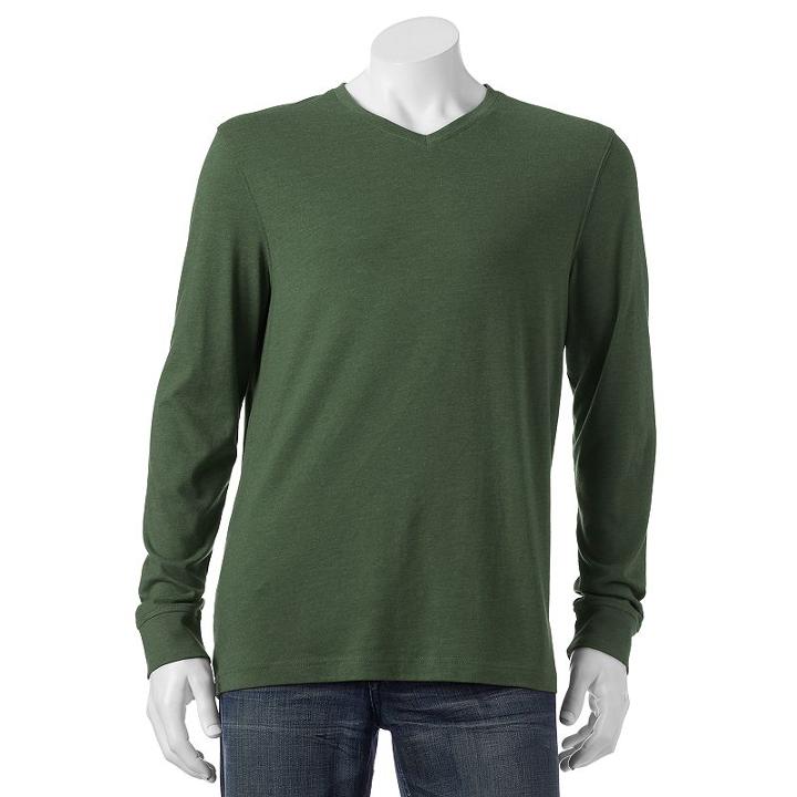 Big & Tall Croft & Barrow&reg; Classic-fit Easy-care V-neck Tee, Men's, Size: L Tall, Dark Green