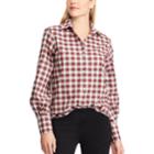 Women's Chaps Plaid No-iron Broadcloth Shirt, Size: Xxl, Red
