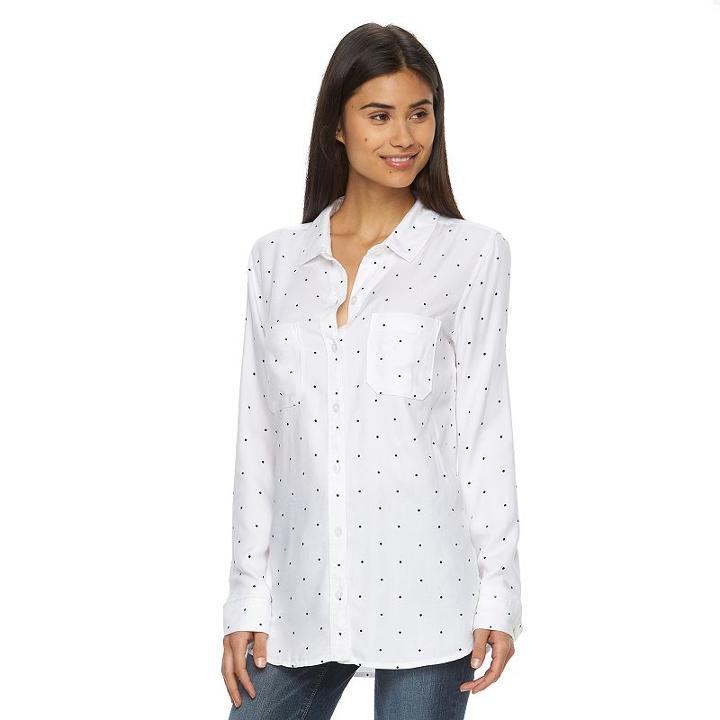 Juniors' So&reg; Perfectly Soft Button-front Shirt, Girl's, Size: Large, White