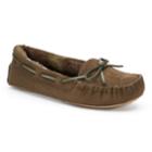 Women's So&reg; Microsuede Faux Fur-lined Moccasin Slippers, Size: Large, Green