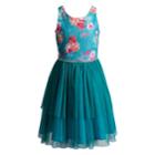 Girls 7-16 Emily West Floral Lace Bodice Tulle Skirt Dress, Size: 16, Turquoise/blue (turq/aqua)