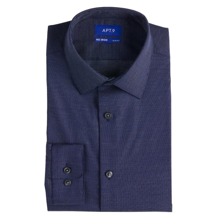 Men's Apt. 9&reg; Slim-fit Heiq Premium Flex No-iron Dress Shirt, Size: M-32/33, Blue