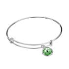 Illuminaire Silver-plated Crystal Charm Bangle Bracelet - Made With Swarovski Crystals, Women's, Green