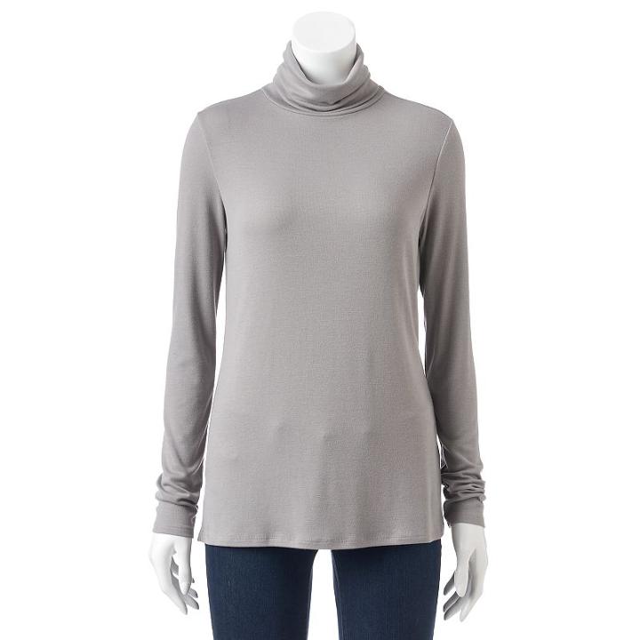 Women's Apt. 9&reg; Essential Turtleneck, Size: Medium, Grey
