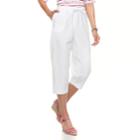 Women's Cathy Daniels Button-hem Pull-on Capris, Size: Large, White