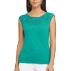 Women's Chaps Lace-trim Tee, Size: Xxl, Blue