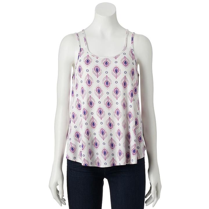 Juniors' Pink Republic Strappy Back Woven Tank, Girl's, Size: Large, Dark Pink