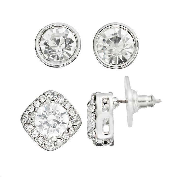 Circle & Square Stud Earring Set, Women's, Multicolor