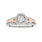 Two Tone 14k Gold 3/4 Carat T.w. Igl Certified Diamond Halo Engagement Ring, Women's, Size: 7, White