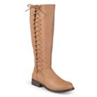 Journee Collection Cinch Women's Knee-high Lace-up Riding Boots, Girl's, Size: 6, Beig/green (beig/khaki)