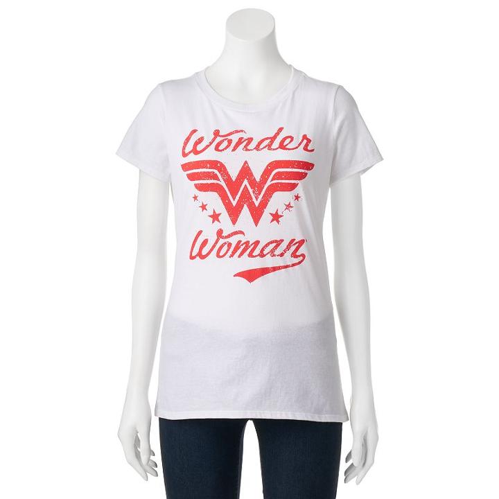 Juniors' Dc Comics Wonder Woman Burnout Graphic Tee, Girl's, Size: Medium, White