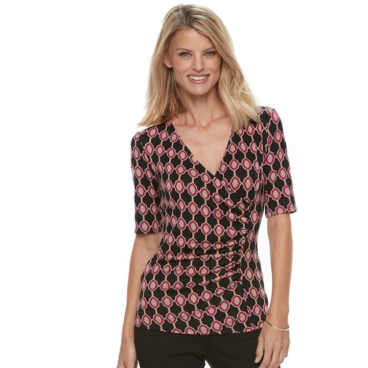 Petite Dana Buchman Faux-wrap Top, Women's, Size: Xl Petite, Med Pink