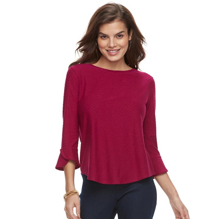 Women's Elle&trade; Clip-dot Tee, Size: Xl, Dark Pink