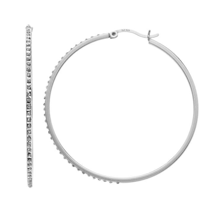 Diamond Mystique Round Hoop Earrings, Women's, Grey
