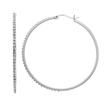 Diamond Mystique Round Hoop Earrings, Women's, Grey