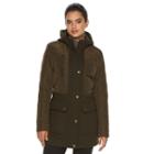 Women's Apt. 9&reg; Hooded Quilted Wool Blend Anorak Jacket, Size: Large, Green Oth