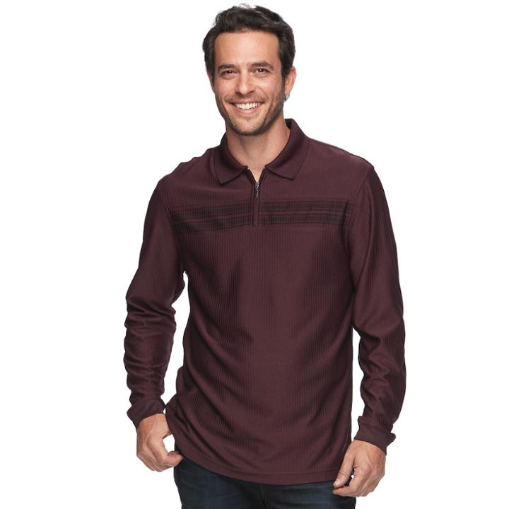 Men's Haggar Regular-fit Quarter-zip Polo, Size: Large, Red Other