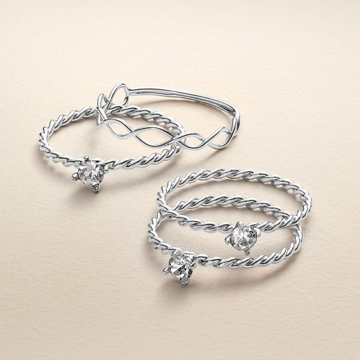 Lc Lauren Conrad Runway Collection Twisted Ring Set, Women's, Size: 7, Silver
