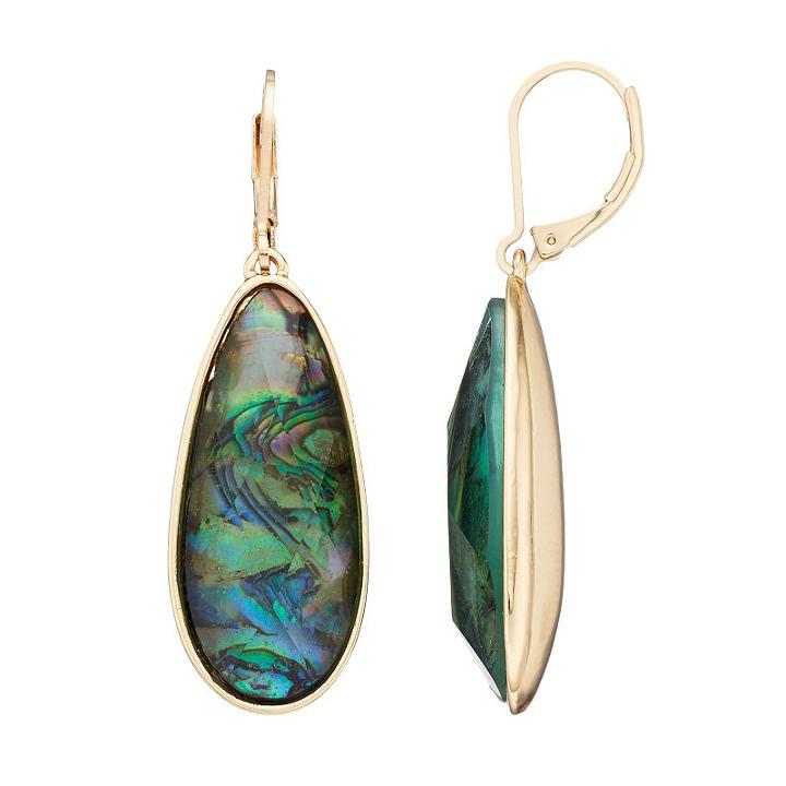Dana Buchman Simulated Abalone Teardrop Earrings, Women's, Green