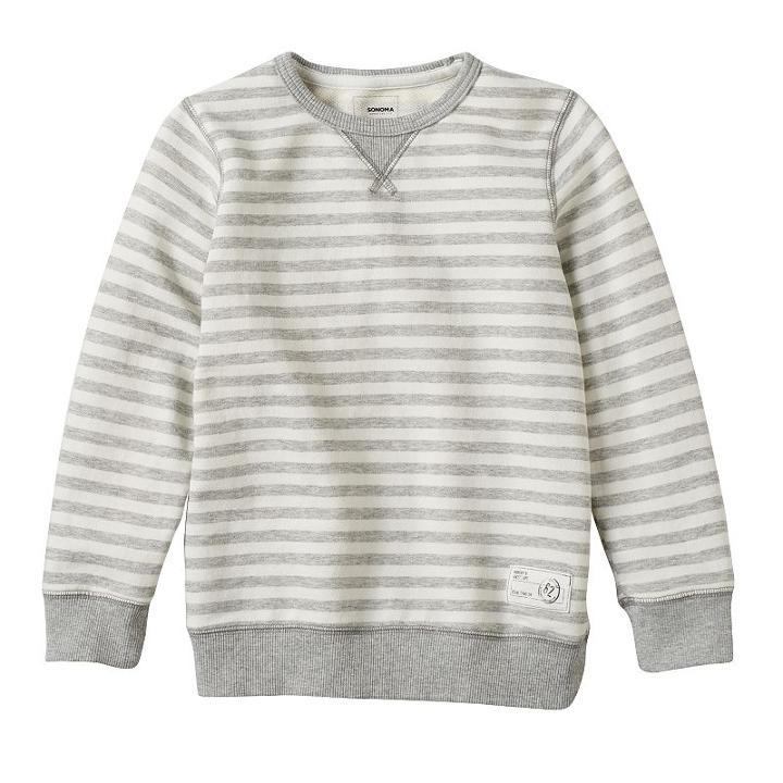 Boys 4-7x Sonoma Goods For Life&trade; French Terry Striped Crewneck Pullover, Boy's, Size: 6, White Oth