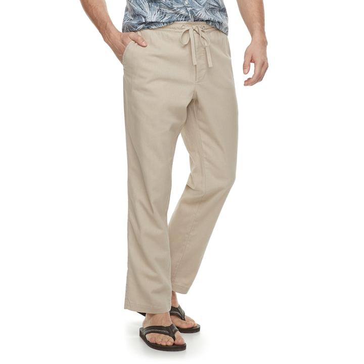 Men's Marc Anthony Slim-fit Elastic-waist Linen-blend Pants, Size: Xl, Med Beige