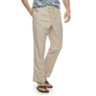 Men's Marc Anthony Slim-fit Elastic-waist Linen-blend Pants, Size: Xl, Med Beige