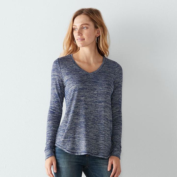 Women's Sonoma Goods For Life&trade; Essential Marled Tee, Size: Medium, Dark Blue
