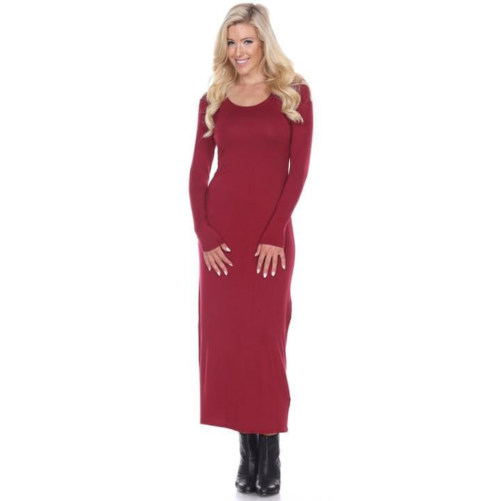 Women's White Mark Solid Maxi Dress, Size: Large, Dark Red