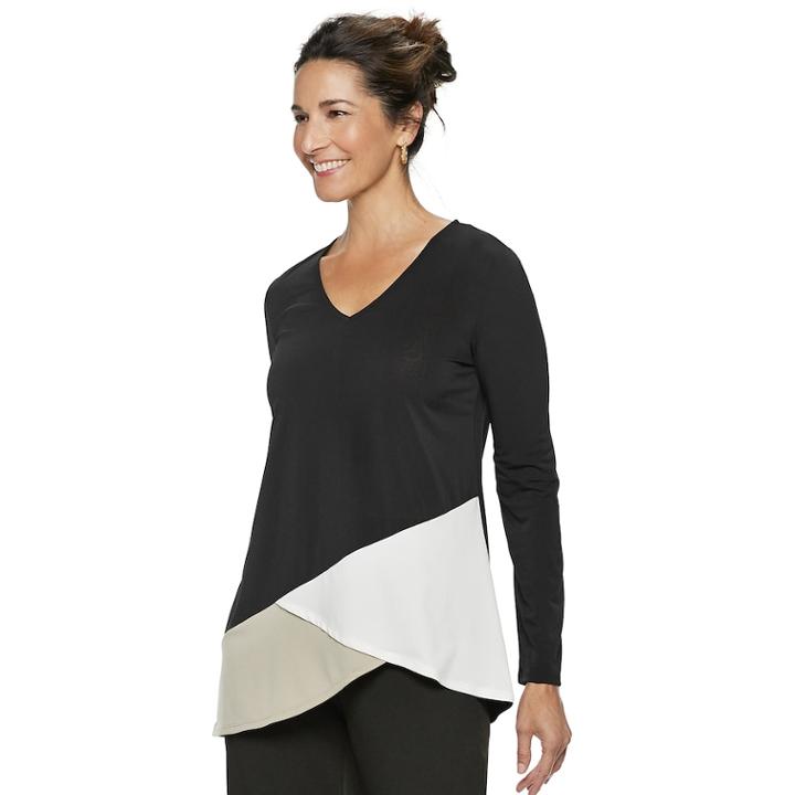 Women's Dana Buchman Travel Anywhere Asymmetrical Tunic, Size: Medium, Black