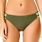 Juniors' California Sunshine Macrame Hipster Bikini Bottoms, Women's, Size: Medium, Dark Green