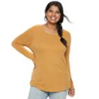 Juniors' Plus Size Mudd&reg; Crewneck Tee, Teens, Size: 1xl, Drk Orange