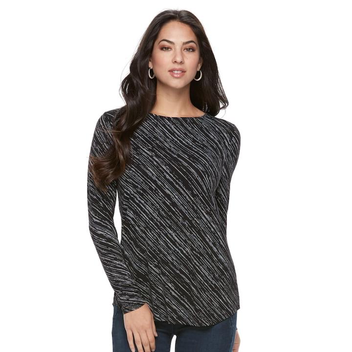 Women's Dana Buchman Diagonal Stripe Sweater, Size: Large, Blue