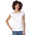 Women's Chaps Lace-yoke Boatneck Tee, Size: Xl, White