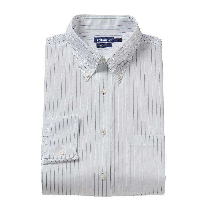 Men's Croft & Barrow&reg; Slim-fit No-iron Dress Shirt, Size: 18 36/37, White