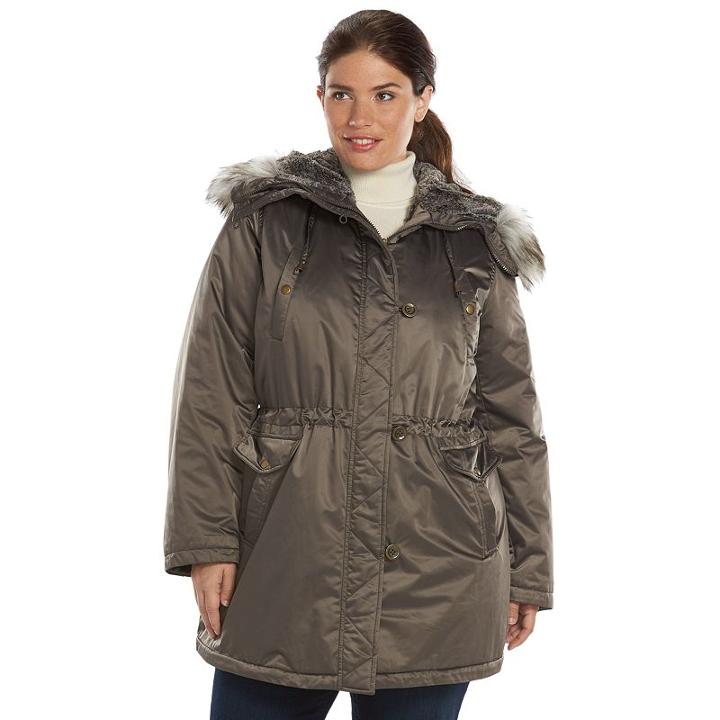 Plus Size Apt. 9&reg; Shiny Hooded Anorak Parka, Women's, Size: 2xl, Green Oth