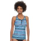 Women's Free Country Strappy Lace-up Tankini Top, Size: Small, Turquoise/blue (turq/aqua)