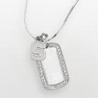 Michigan State Spartans Sterling Silver Cubic Zirconia Dog Tag Pendant, White