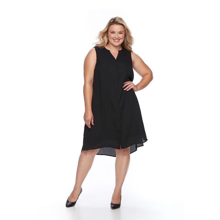 Plus Size Apt. 9&reg; Splitneck Shirtdress, Women's, Size: 22 W, Black