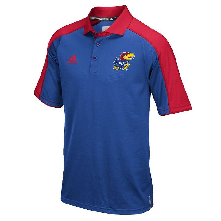 Men's Adidas Kansas Jayhawks Sideline Coaches Polo, Size: Large, Blue